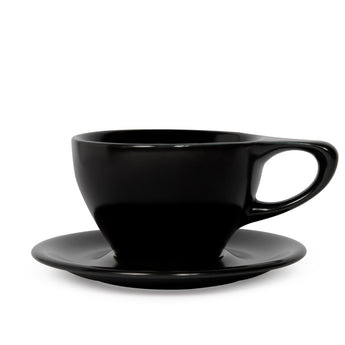 Lino Large Latte Cup & Saucer, Matte Black