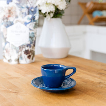 Lino Espresso Cup & Saucer, Indigo